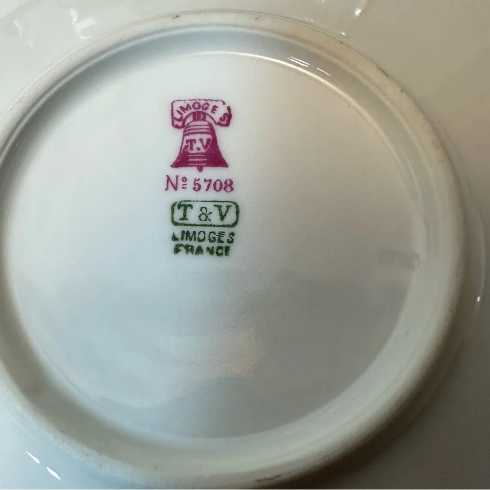 Antique Limoges Custard Cups (4) with Underplates (7)